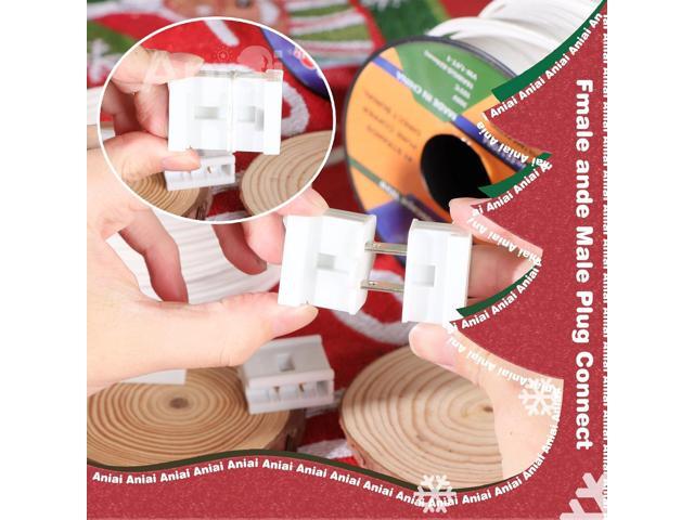 Aniai 18/2 SPT-2 Wire 50FT with 3PCS Vampire Plugs - Low Voltage Landscape Wire Electrical Wire - 18 Gauge Electrical Wire 2 Conductor - White