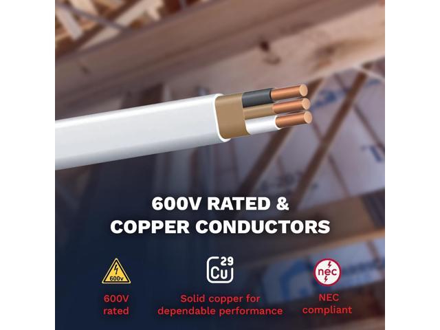 VN Infinite quality Solid Indoor Wire 14/2 W/G NMB Cable 50ft Coil - Copper Building Wire Cable SW 28827423