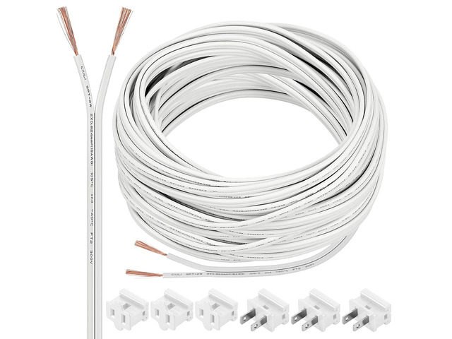 Chapou SPT-1 100 ft 18/2 Wire Electrical Wire with 6 Plugs 18 AWG Wire 18 Gauge Wire for LED Lighting Strip Lamp, Lamp Extension Cable, Residential...