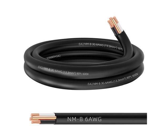 6/3 NM-B Wire with Ground,10ft 6 Gauge Wire 3 Conductor Nonmetallic Sheathed Type NM-B Cable,Copper 6 AWG Wires Electrical Stranded Cable for.