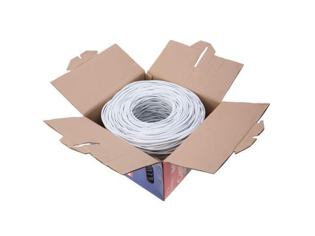 1000ft Cat5e Solid 24AWG Shielded Cable FTP Cat5 Bulk Pull Box Network Copper Clad Aluminum Wire (Shielded (FTP), White)