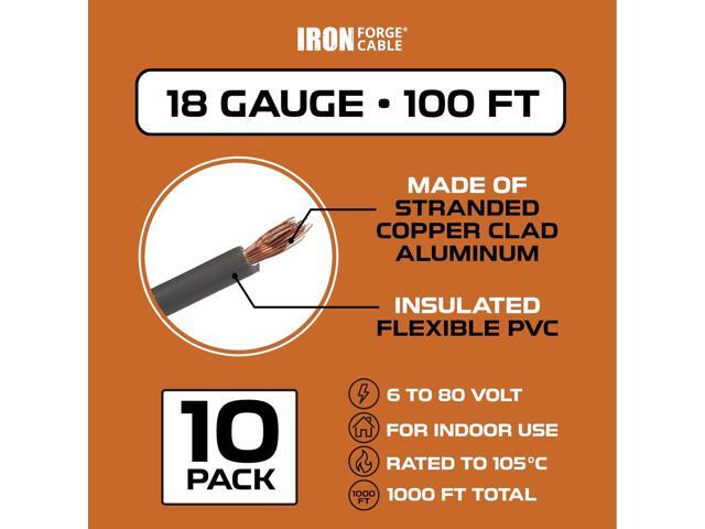 Iron Forge Cable 1000 ft 18 Gauge Primary Automotive Wire Assortment Pack - 10 Roll Bulk - 18 AWG Auto Wires - 100 Ft Copper Clad Aluminum Cable...