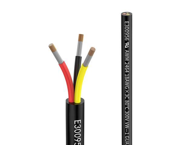 Matugajp 18awg 3 Wire Cable 18/3 Electrical Wire 3 Core Extension Cable 50 feet UL2464 DC 5V/12V/24V/300V 18 Gauge Oxygen Free Stranded Tinned... Matugajp 18awg 3 Wire Cable 18/3 Electrical Wire 3 Core Extension Cable 50 feet UL2464 DC 5V/12V/24V/300V 18 Gauge Oxygen Free Stranded Tinned...