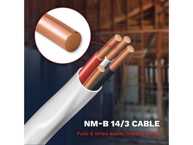 VN Infinite quality Solid Indoor Wire 14/3 W/G NMB Cable 25ft Coil - Copper Building Wire - Nonmetallic with Ground Sheathed Cable White SW 63946855