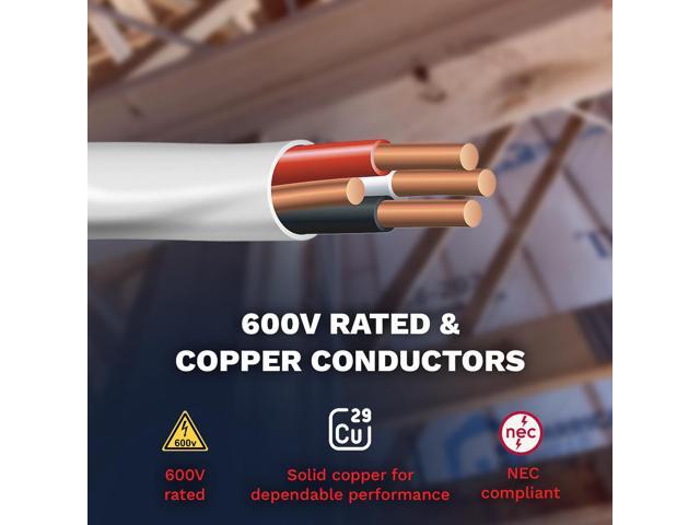 VN Infinite quality Solid Indoor Wire 14/3 W/G NMB Cable 25ft Coil - Copper Building Wire - Nonmetallic with Ground Sheathed Cable White SW 63946855