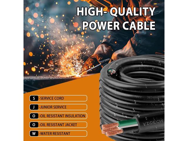 50ft 18/3 18 AWG Portable Power Cable (3 Conductor) - SJOOW 300V 18 Gauge Electric Wire for Motor Leads, Portable Lights, Battery Chargers and...