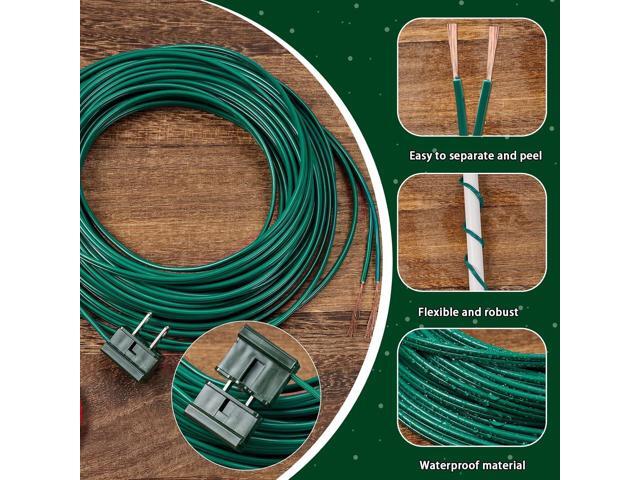 55FT SPT-1 18/2 Christmas Electrical Wire with 6PCS Vampire Plugs,18 Gauge 2 Conductor Electrical Wire,Low Voltage Landscape Lighting Wires,18 AWG...