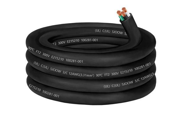 12/3 Wire 12 AWG SJOOW Portable Power Cable,300V 12 Gauge 3 Conductor SJOOW Extension Cord Electrical Wire for Motor Lead,Portable Light,LED,EV Car...