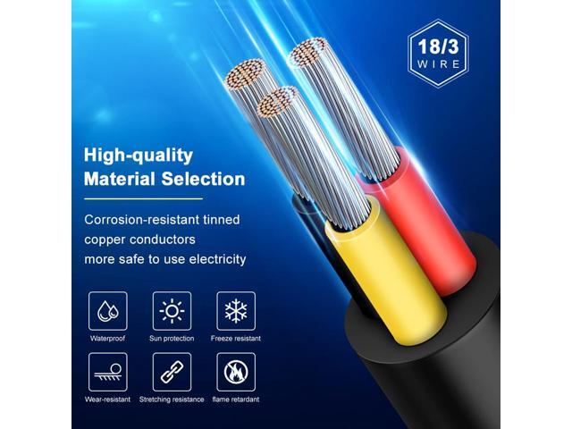 18 Gauge 3 Conductor Electrical Wire, 50FT 18AWG Black PVC Stranded Tinned Copper 63 Wire Cable, 18/3 Cord Extension Cable