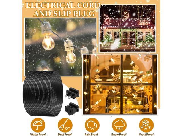 Yoojahow 117 Pcs SPT-1 Electrical Wire Christmas Female and Male Slip Plug Christmas Light Clip Weatherproof 18AWG 2-Conductor Wire for Xmas Lights...