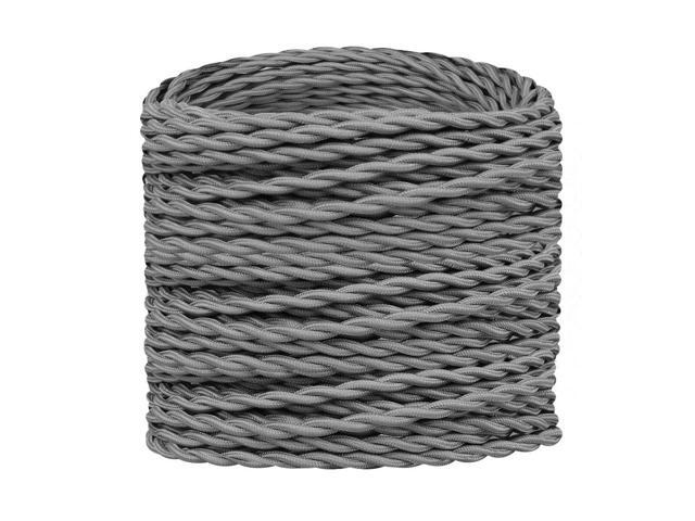 Helunsi Twisted Cloth Covered Wire, 32.8ft Grey 18/2 Fabric Covered Electrical Wire, 18 Gauge 2-Conductor Vintage Lamp Cord, for DIY Projects