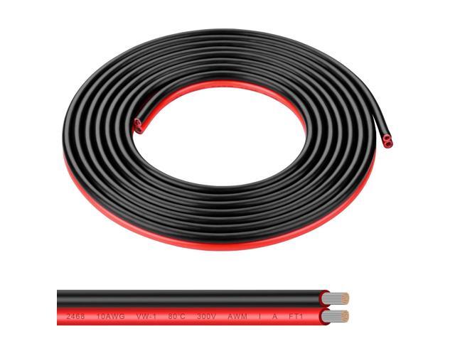 Shirbly 10 Gauge Wire 10FT Tinned Copper Wire - 2 Conductor Parallel Wire Insulated Stranded Wire for Solar Panel Car Audio Automotive, Low Voltage.