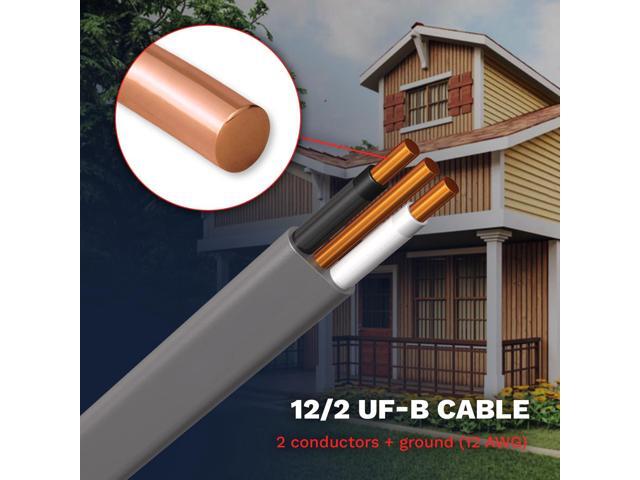 VN Infinite quality 12/2 UF-B Wire Gray Solid Underground Feeder Cable (25 Ft)