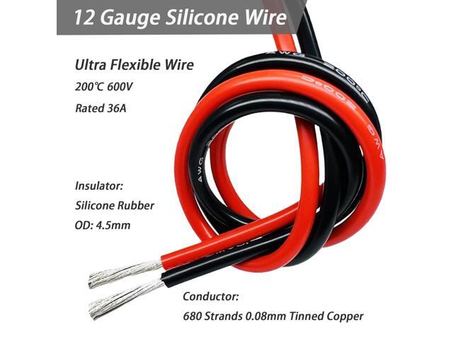 Dastard 12 Gauge Flexible Silicone Wire, 12 AWG Stranded Tinned Copper Wire 60ftRed+Black+Blue+Yellow+White+Green Each 10ft 12AWG Automotive...