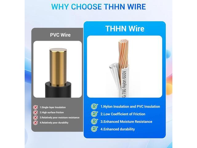 THHN Wire 12 Gauge 50FT, UL83 THHN/THWN-2 12 AWG Cable Stranded Copper with Nylon Jacket and PVC Insulation Building Wires for Residential, CNC,...