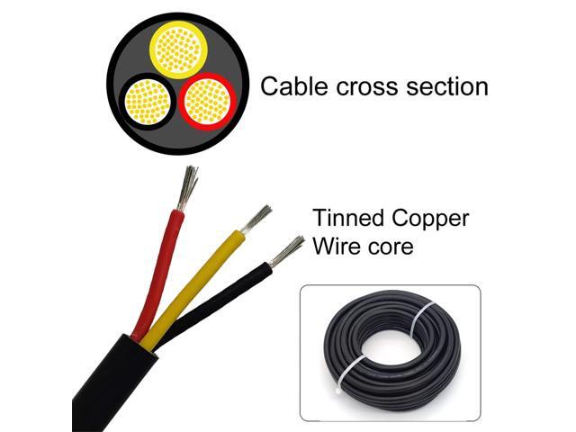 22AWG UL2464 Power Cable Stranded Electrical Wire LED Red & Black& Yellow 3 Conductors tinned Copper (2464-22AWG-3C- 25ft)