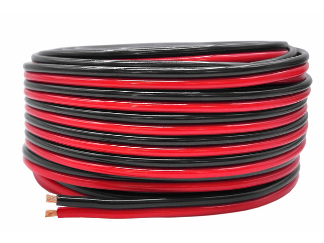 12 Gauge 100% Copper Zip Cable 12 AWG (American Wire Guage) Stranded OFC Red - Black Bonded for Automotive Power Car Audio LED Light Trailer...