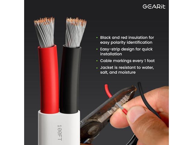 GEARit 12 Gauge Marine Wire, 12/2 AWG (50ft) Marine Grade Tinned Copper Oxygen Free, Duplex 2-Conductor Insulated Red & Black Electrical Cable for...