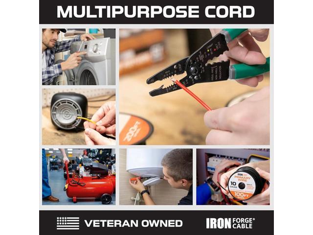 Iron Forge Cable 200 ft 10 Gauge Primary Automotive Wire - 2 Roll Red & Black Pack - 100 Ft of Copper Clad Aluminum Wire per Roll - for Home or...