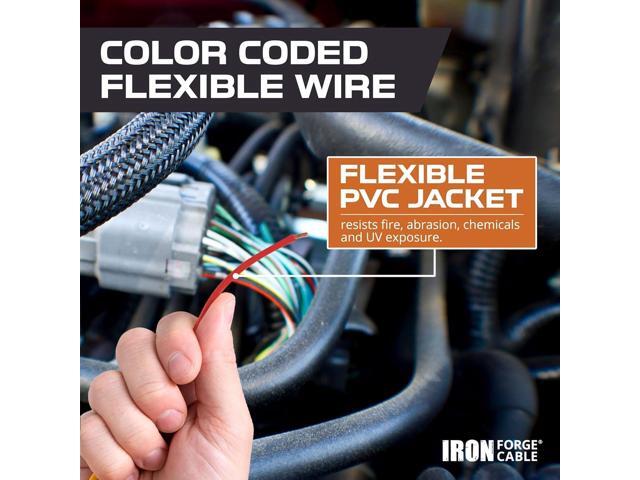 Iron Forge Cable 200 ft 10 Gauge Primary Automotive Wire - 2 Roll Red & Black Pack - 100 Ft of Copper Clad Aluminum Wire per Roll - for Home or...