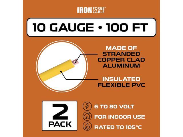 Iron Forge Cable 200 ft 10 Gauge Primary Automotive Wire - 2 Roll Red & Black Pack - 100 Ft of Copper Clad Aluminum Wire per Roll - for Home or...