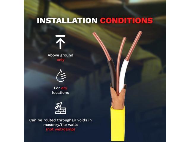VN Infinite quality Solid Indoor Wire 12/2 W/G NMB Cable - Yellow Cable SW# 28828221 (25FT)