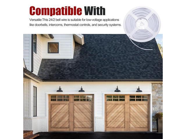 100 Feet Universal Garage Door Wire 2 Conductor Bell Wire Fits for Control Station/Sensors,24/2 AWG