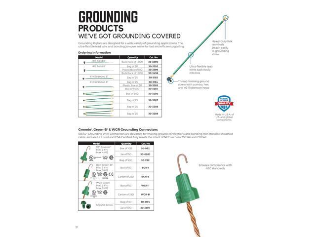 IDEAL Electrical 30-192P Greenie Grounding Wire Connector, 92 Green, 100/Bag