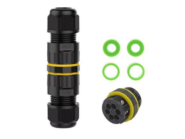6 Pin IP68 Outdoor Waterproof Electrical Wire Connector for 5-12mm Wire Diameter, (Max 16A, 450V), 2 Way 4 Packs