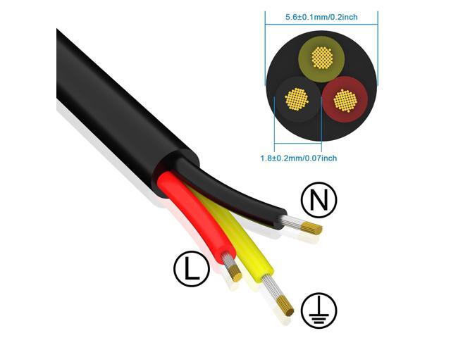 100FT 20 Gauge 3 Conductor Electrical Wire UL2464 100FT/30M 20/3 Electrical Wire Stranded Tinned Copper Wire 20 AWG Black PVC Sheathed for LED Lamp