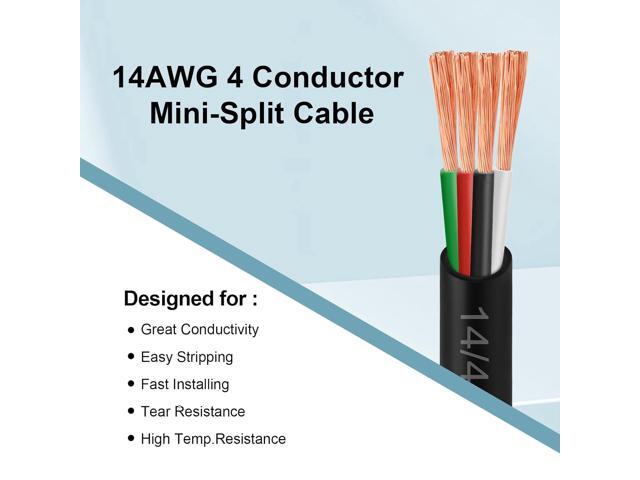 MOOKEERF 14/4 AWG Mini-Split Cable - 30FT 14 AWG 4 Conductor Control Cable 300V Stranded Oxygen-Free Pure Copper Wire for Mini Split Air...