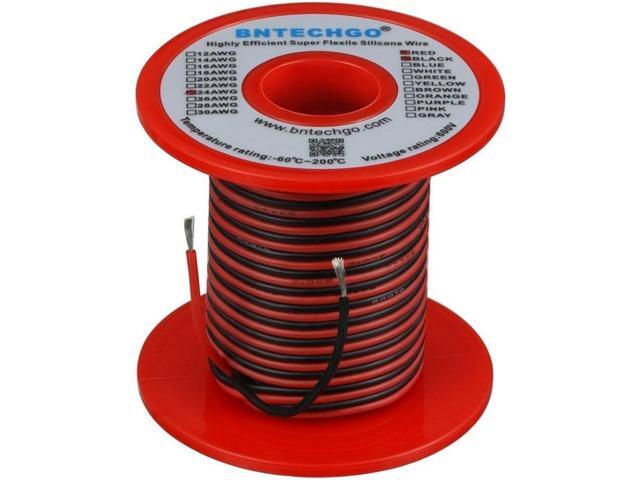 BNTECHGO 24 Gauge Silicone Wire Spool Red and Black Each 50ft 2 Separate Wires Flexible 24 AWG Stranded Tinned Copper Wire