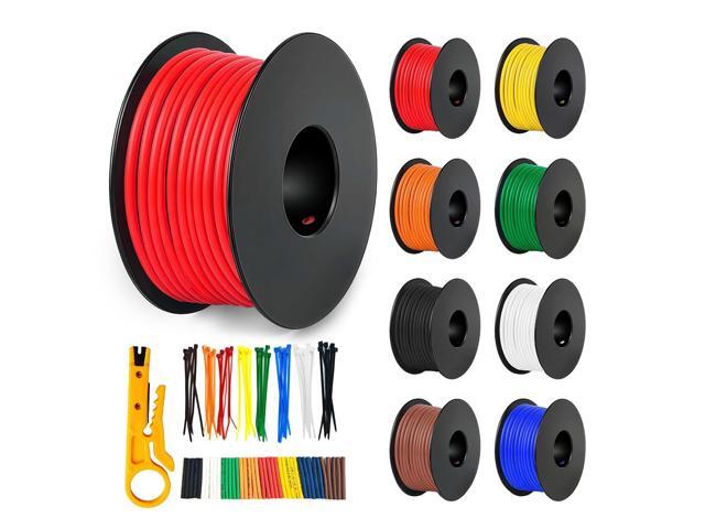 22 Gauge Stranded Wire Kit, 23ft Each 8 Colors 22AWG Silicone Electrical Wire Spool, Flexible Tinned Copper Wire, Hook Up Wire Kit for DIY, Automotive