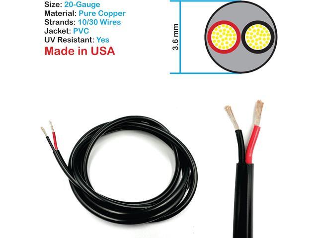 NATIONAL Wire & Cable 20 AWG 2-Conductor Premium Copper Wire, 25 ft, Stranded Made in USA, Flexible Jacket Electronics, Controls, DIY Wiring,...