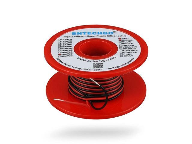 BNTECHGO 28 Gauge Silicone Wire Spool Red and Black Each 50ft 2 Separate Wires Flexible 28 AWG Stranded Tinned Copper Wire
