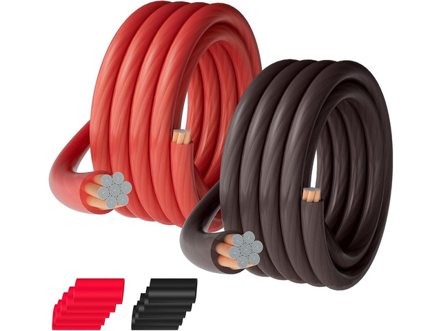 0 Gauge AWG Power Ground Wire Cable 20 Ft Each-Red/Black Translucent, Automotive Battery Welding Electrical Wire CCA Bulk for DIY Car Audio Speaker...