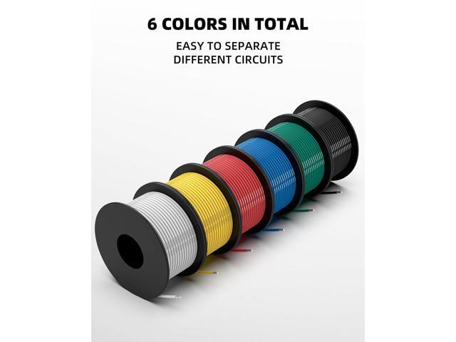 NAOEVO 20 Gauge Wire 300ft, 20 AWG Wire 6 Colors 50ft Each Spool, Flexible Silicone Tinned Copper Electrical Cable, Wiring kit for...