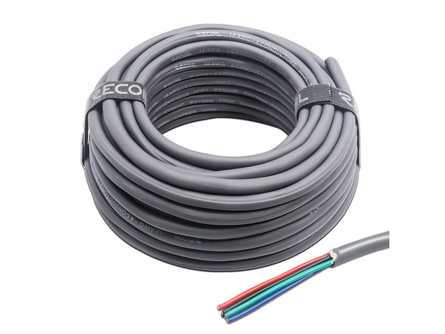 Recoil 100ft 4 Conductor 18AWG Low Voltage RGB Wire LED Extension Cable Speaker Wire Tinned 18 Gauge 4 Core Oxygen Free Copper Wiring
