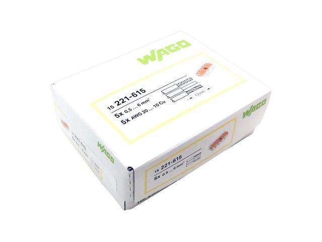 Wago 221-615 Lever-Nuts 10AWG 5 Conductor Compact Wire Connectors 15 PK