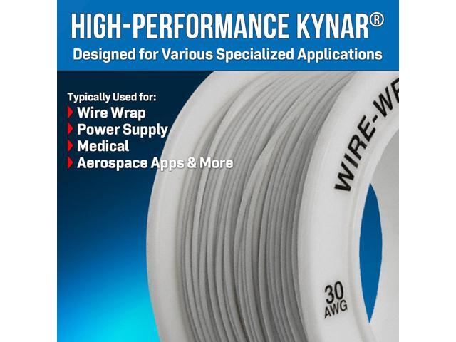 Jonard Tools R-30W-0050 White Insulated Kynar Copper Wire Roll, 30 AWG, 50 ft Length