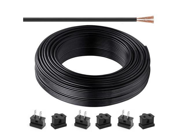 SPT-1 Wire Black 100FT 2 Conductor Flexible Low Voltage Landscape Cord 18AWG, Includes 6pcs Vampire Plugs for Wire Extension of Low Voltage...