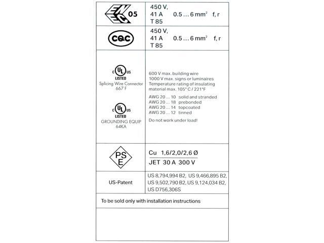 Wago 221-615 Lever-Nuts 10AWG 5 Conductor Compact Wire Connectors 6 PK