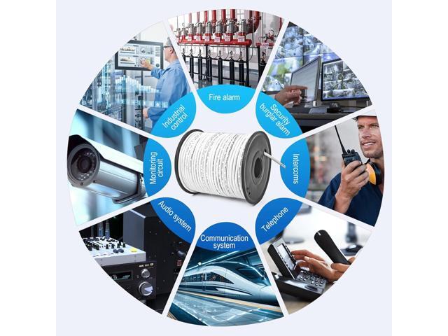 22/4 Shielded Wire 50FT CL3P Jacket Pure Copper Wire, Spool 22 Gauge 4 Conductor Stranded Plenum Cable for Security Alarm Access Control Sound