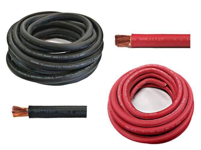 WNI 2/0 Gauge 10 Feet Black 10 Feet Red (20 Feet Total) 2/0 AWG Ultra Flexible Welding Battery Copper Cable Wire - Made in The USA - Car, Inverter,...