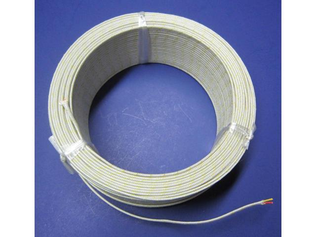 K-Type Thermocouple Wire AWG 24 Solid w. High Temperature Fiberglass Insulation up to 700 Degree C or 1300 F - 10 Yard roll