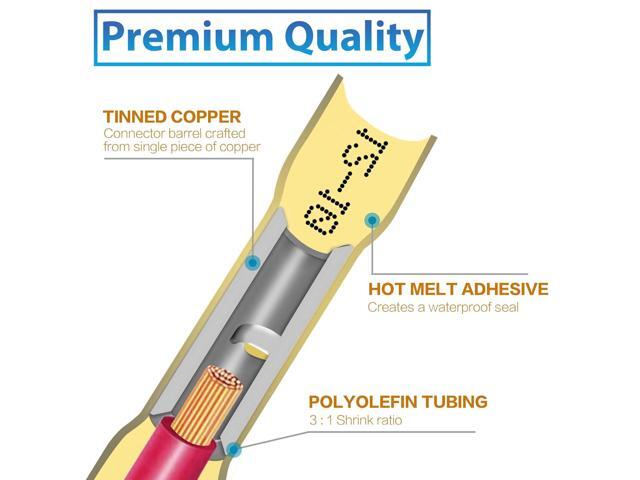 Heat Shrink Butt Connectors Kit - Waterproof Electrical Splice Crimp Terminal for Automotive Wiring - Marine Grade Heat Shrink Wire Connectors Set...