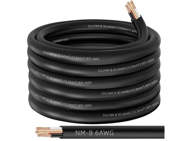 NM-B 6/3 Wire with Ground,35ft 6 AWG Copper Wire,6 Gauge 3 Conductor Nonmetallic Sheathed 6/3 NM-B Cable with Ground,Residential Indoor Electrical.