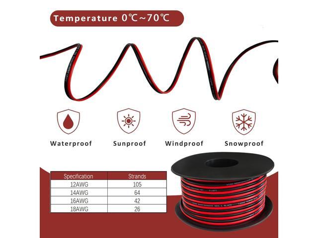 Cableague 14AWG 2Conductor Red Black Cable 100FT Electrical Wire Cable LED Strips Extension Wire 12V/24V DC Cable Flexible Wire Extension Cord...