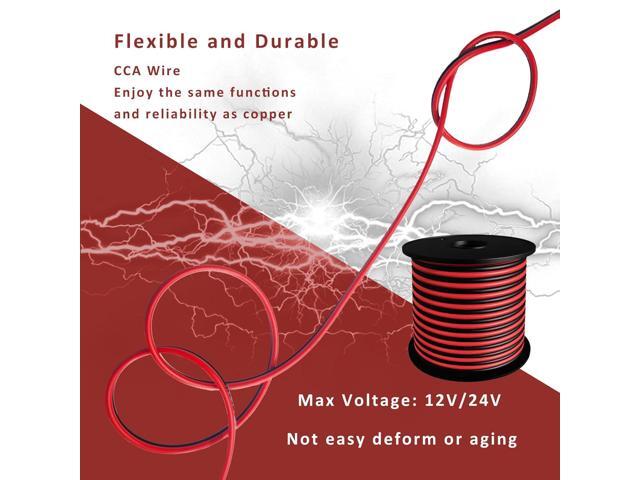 Cableague 14AWG 2Conductor Red Black Cable 100FT Electrical Wire Cable LED Strips Extension Wire 12V/24V DC Cable Flexible Wire Extension Cord...