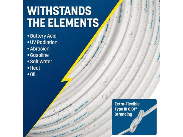 GS Power 100 Ft Duplex Marine Wire, 16 Gauge Wire, Oxygen-Free Tinned Copper 16 AWG Electrical Boat Wiring, Sheathed Copper Marine Grade Electrical...